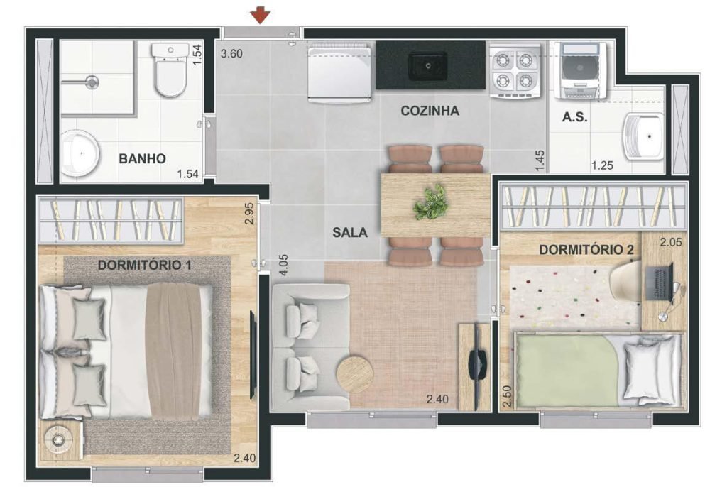 CARRAO PLANTA 2 QUARTOS